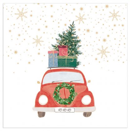 Servetėlės Christmas Car White