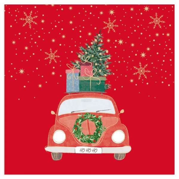 Servetėlės Christmas Car Red