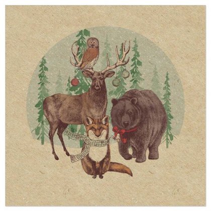 Servetėlės Christmas Forest Animals Organic