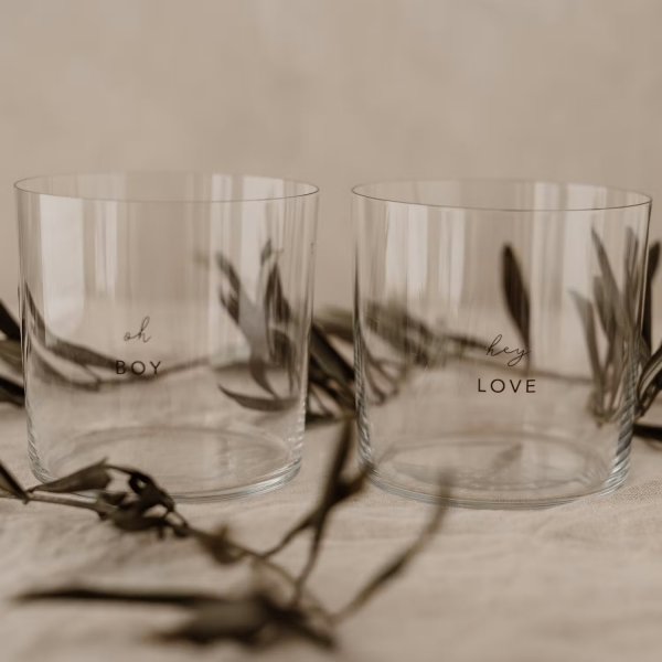 Stiklinių puodelių rinkinys Boy & Love